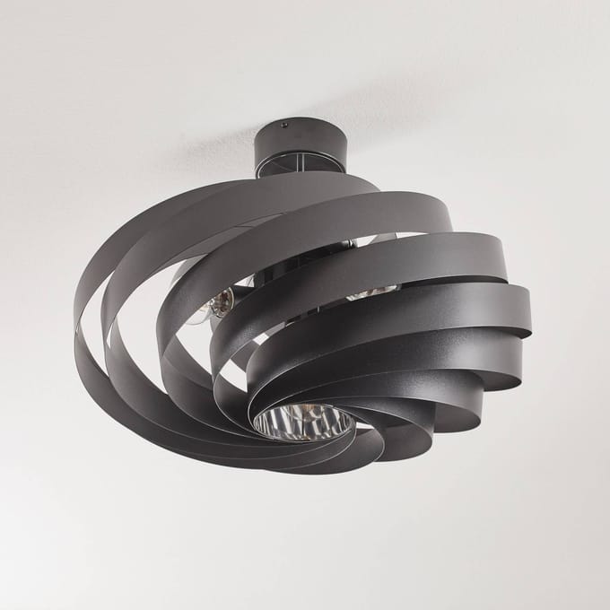 Domiluce Vento plafondlamp, zwart, Ø 60 cm, metaal, E27