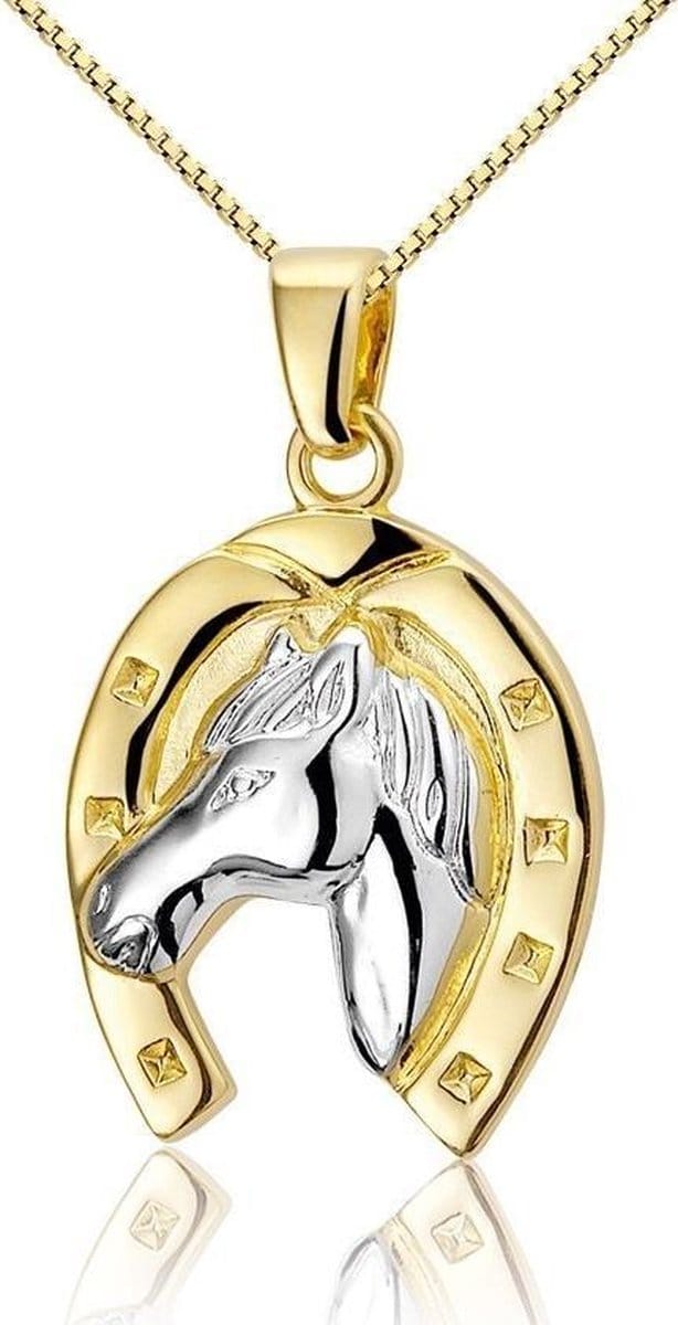 Montebello ketting Hoefijzer - 925 Zilver Verguld - 15x25mm - 45cm