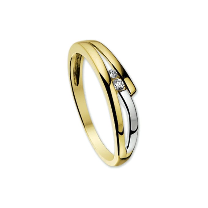 The Jewelry Collection Ring Zirkonia - Bicolor Goud