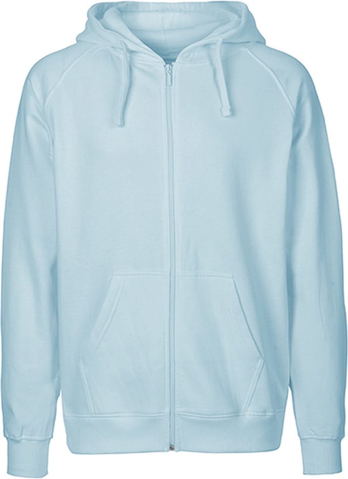 Fairtrade Men's Zip Hoodie met capuchon Light Blue - M