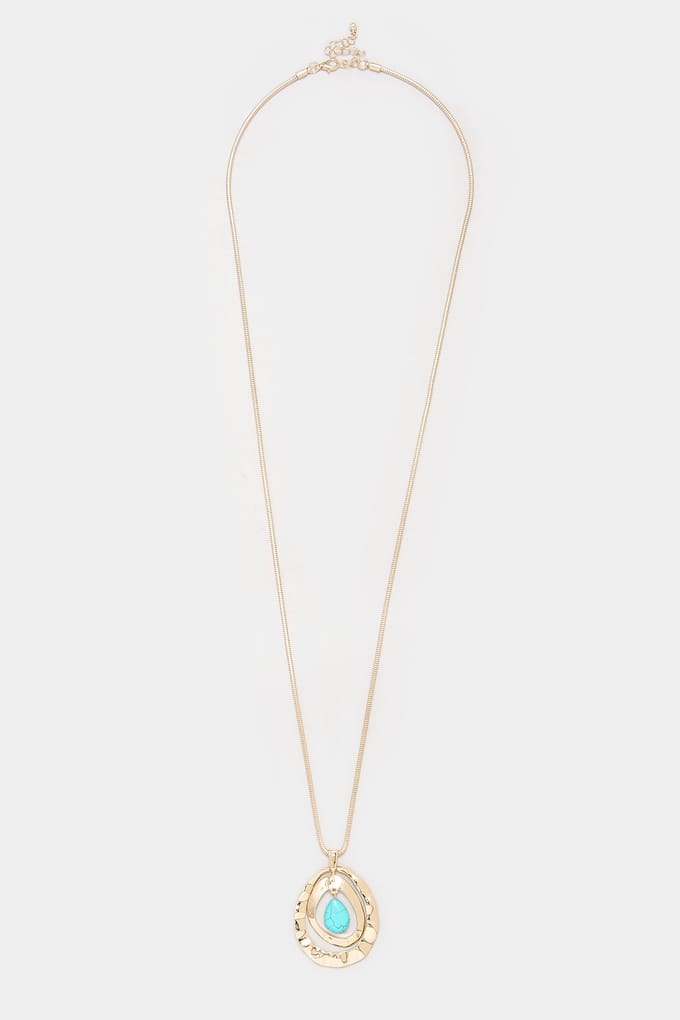 Yours Goudkleurige Lange Ketting Met Cirkel En Steendetailsize One Size