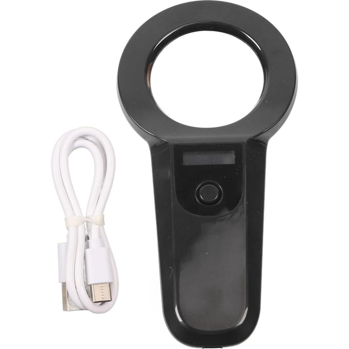 Scanner de puces électroniques pour animaux de compagnie, lecteur d'identification de puces pour animaux de compagnie, rechargeable par Bluetooth, portable, pour animaux de compagnie black