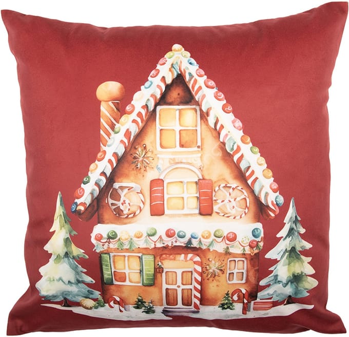 Clayre & Eef Kussenhoes 45x45 cm Rood Polyester Kers