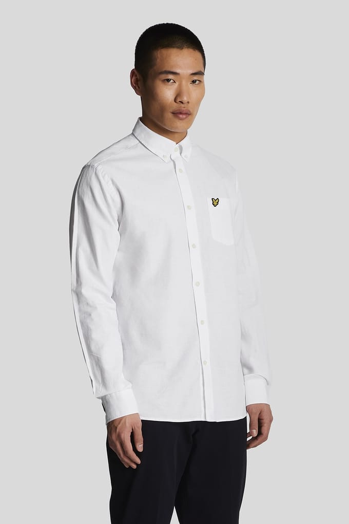 Lyle & Scott Cotton linen button down shirt - white