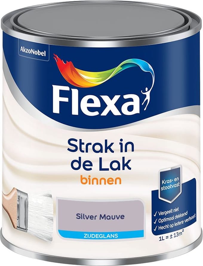 Flexa - Strak In De Lak Binnenlak Zijdeglans - Silver Mauve - Mengverf - 1 L