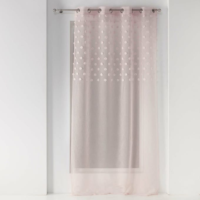 Glasgordijn 140 cm x 240 cm Dots Pink