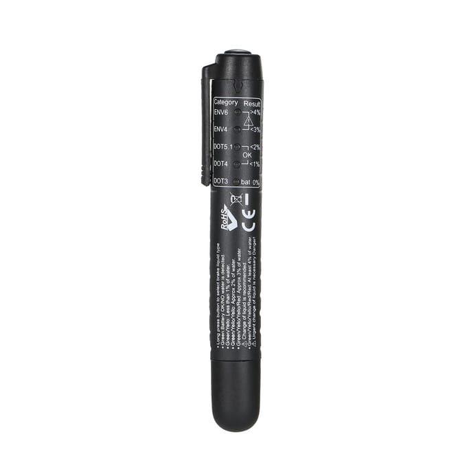 Remvloeistoftester Pentest DOT3 DOT4 DOT5.1 ENV6 ENV4 remvloeistoffen met 5 LED-indicatoren zwart