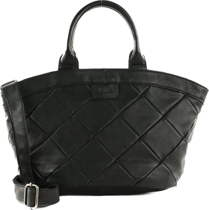 FREDsBRUDER Leren Schoudertas Check My Midi Shopper Black Zwart