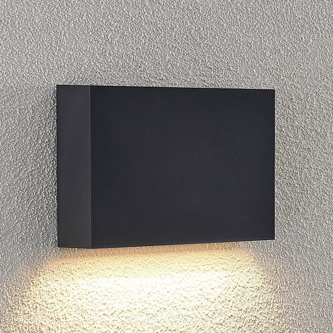 Lindby LED buiten wandlamp Jarte, 20 cm, down, grijs, IP65