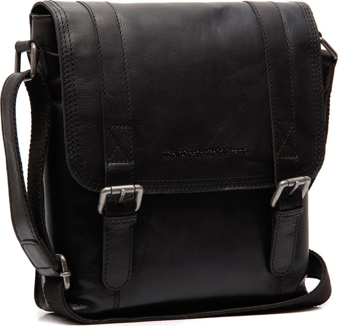 Chesterfield Adelanto Waxed Pull Up Overslagtas - Zwart