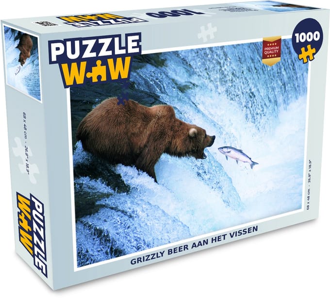 Puzzel Beer - Vis - Waterval - Legpuzzel - Puzzel 1000 stukjes volwassenen