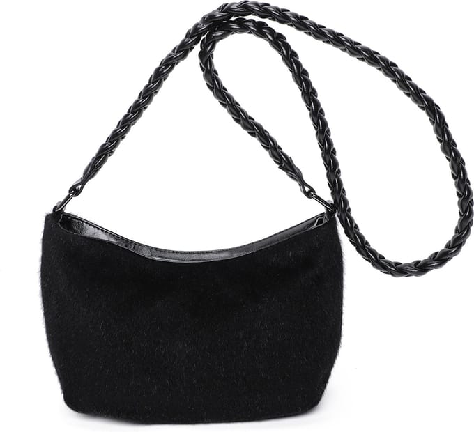 Ines Delaure - Trendy teddy handtas - zwart