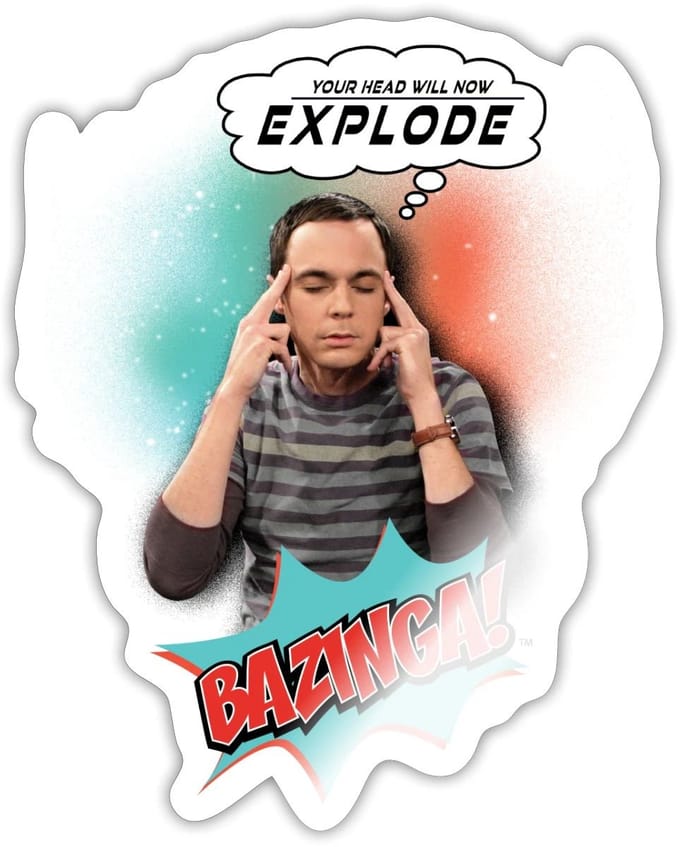 The Big Bang Theory Sheldon Head Will Explode Sticker maat S (10 x 10 cm)