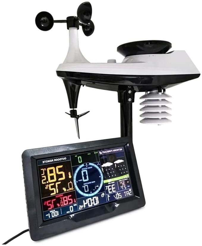 Weerstation WIFI - Weermeter Buiten - Weersvoorspelling Thuis - Draadloze Buitensensor - 100 Meter Bereik - Wit