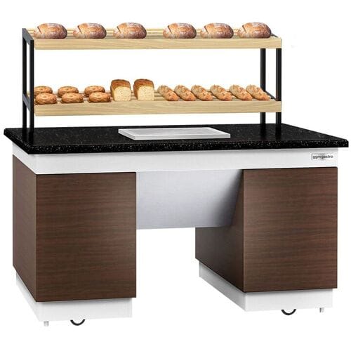 GGM Gastro Brotregal DUBLIN - 1600mm - mit Rollen - schwarze Granit-Arbeitsplatte Bruin / Zwart / Wit