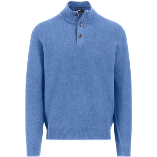 Fynch-Hatton Trui Troyer Button Allover Texture Crystal Blue / male