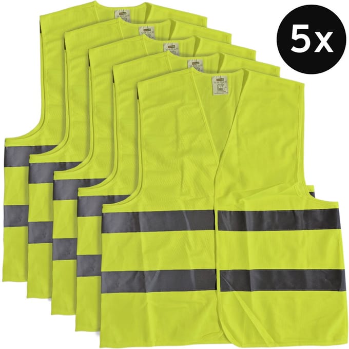 Mexxo Veiligheidshesje geel - set van 5 - one size - reflecterend - 100% polyester