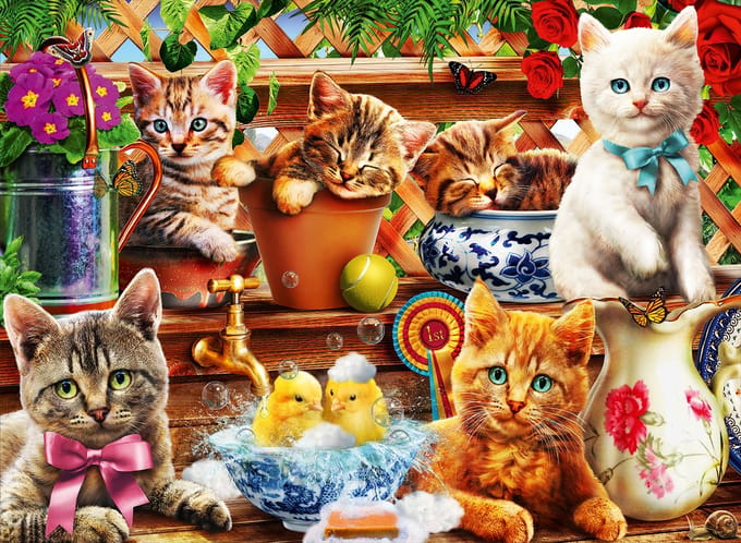 Bluebird Puzzle legpuzzel Kittens in the Potting Shed - 3000 stukjes.