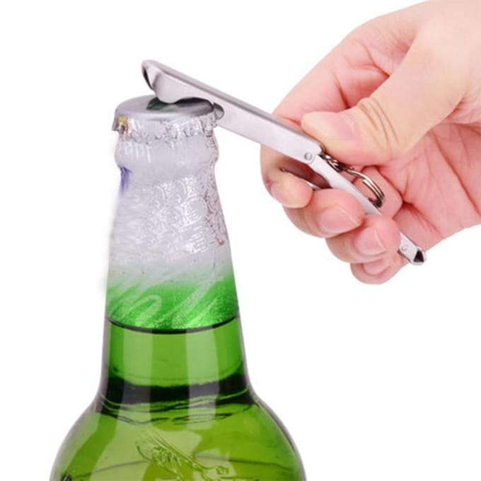 Outdoor Multifunctioneel 2 in 1 Mini Gereedschap Sleutelhanger Ring Nagelknipper Knippers Flesopener gray