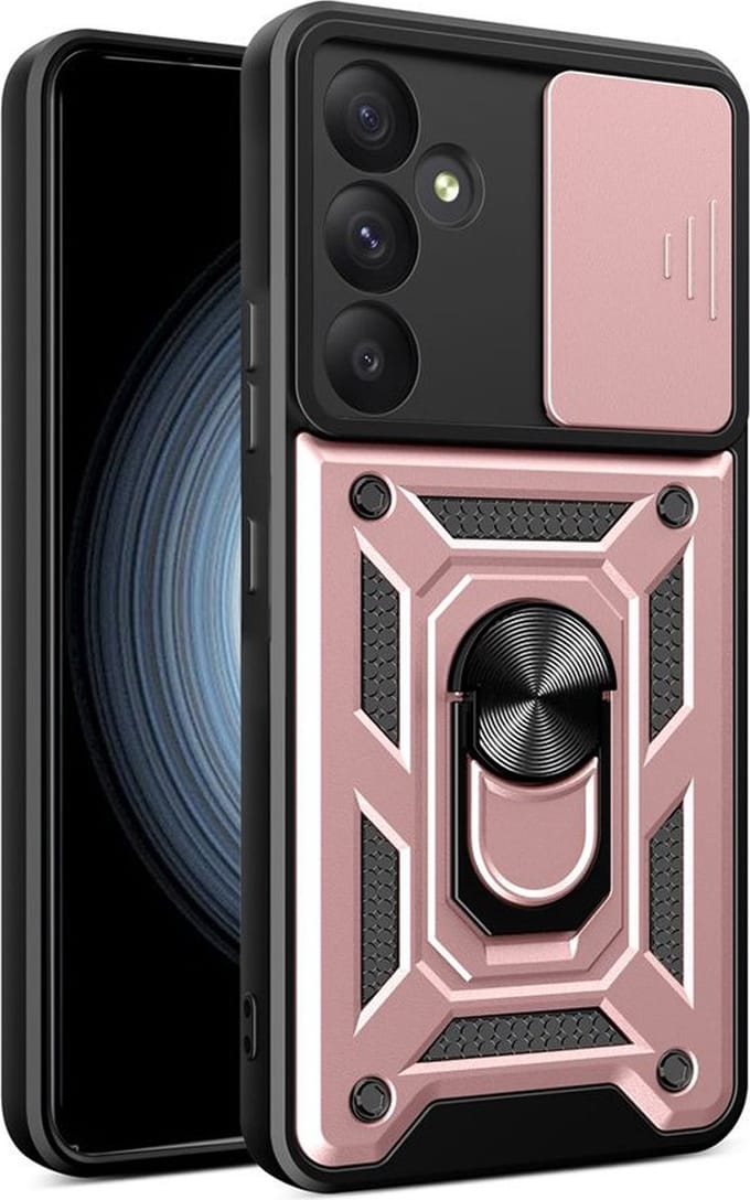 MobyDefend Hoesje - Geschikt voor Samsung Galaxy A35 - Pantsercase Met Draaibare Ring - Rosé
