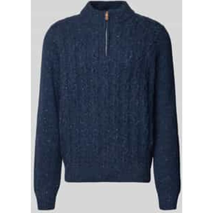 Fynch-Hatton Trui Troyer Zip Cable Knit Donegal Navy / male