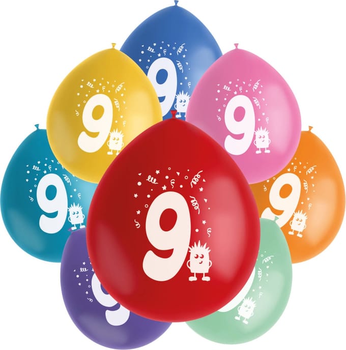 Folat - Ballonnen Color Pop Monsters 9 Jaar 23 cm - 8 stuks