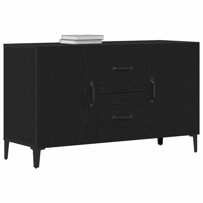 vidaXL - Dressoir - Zwart - Eiken - 100 - x - 36 - x - 60 - cm - Bewerkt - hout