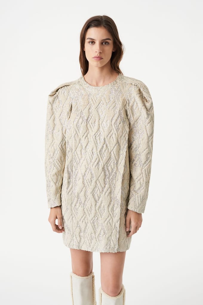 IRO Paris Yahri Dress Ecru/grey Größe: S | Minikleider Outlet | Damen | Braun