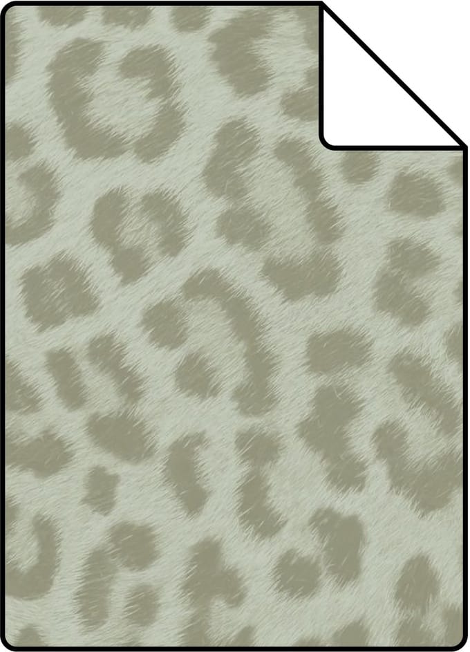 Proefstaal ESTAhome behang panterprint vergrijsd groen - 26.5 x 21 cm - 139966-S