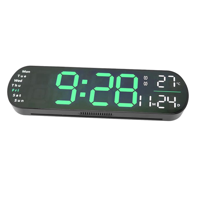 Digitale Wandklok met Afstandsbediening Grote LED Schermweergave Instelbare 8 Kleuren Lichten Digitaal groen