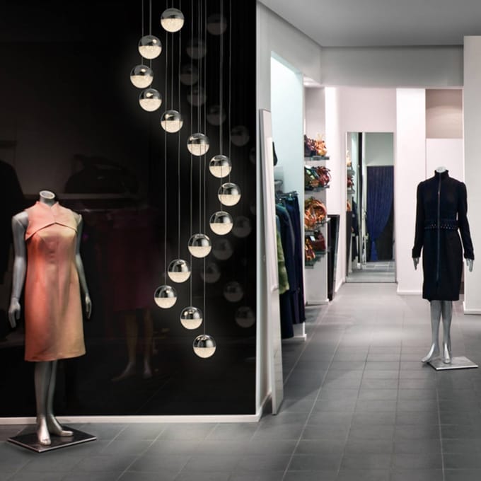 Schuller Valencia LED hanglamp Sphere 14-lamps chroom app