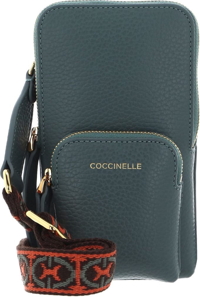 COCCINELLE Leren Telefoontasje Pixie Hi-Tech Phone Bag Kale Green Groen