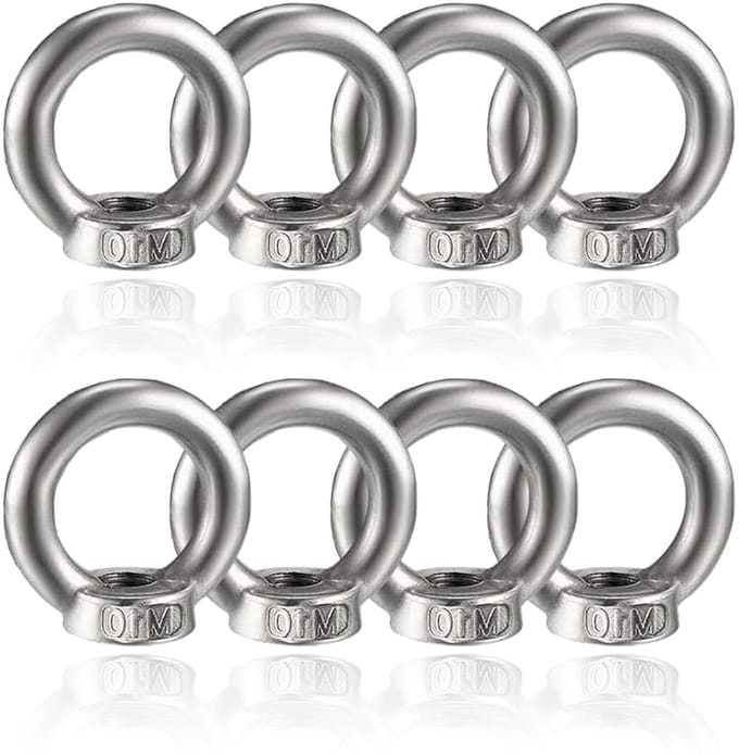 Set van 10 RVS Ringmoeren M10 voor Kabelassemblage en Hefaccessoires, Gepolijst en Duurzaam