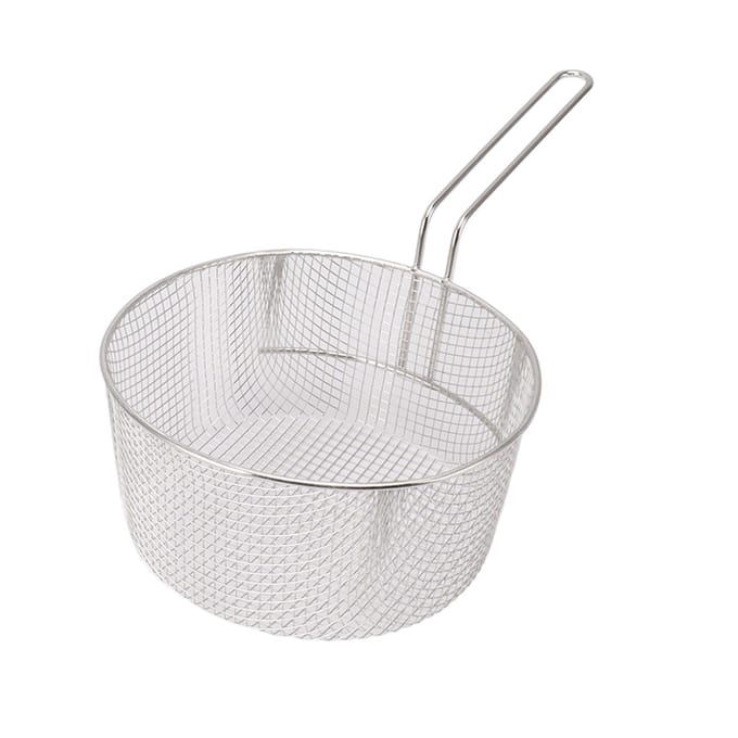 Frituurmand RVS Lange Handgreep Herbruikbaar Roestbestendig Frituurgaas voor Vis Kipnuggets Handle Without Rubber white