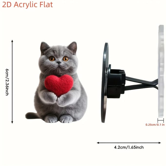 2D Acryl Plat Kat Ontwerp Auto Luchtverfrisser Geurloos Auto Aromatherapie Diffuser, Decoratieve Auto Interieur Design Accessoires gray