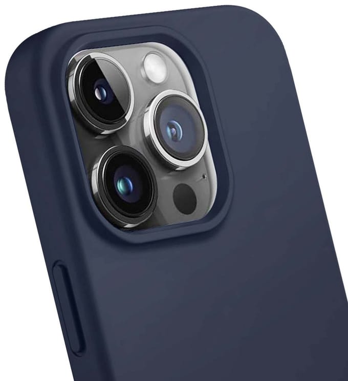 Jaym, Hoesje geschikt voor iPhone 14 Pro - Siliconen met Microvezel, Blauw