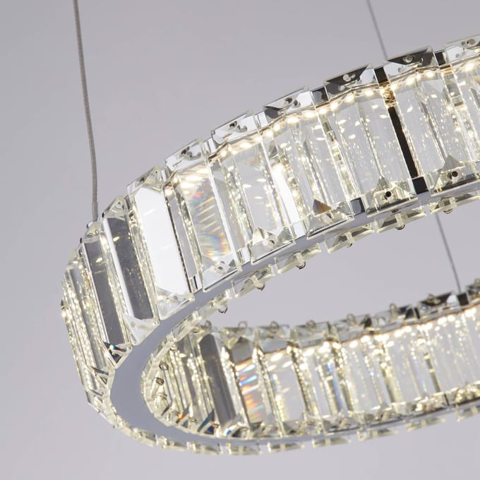 Searchlight LED hanglamp Filumena, grijs/helder, metaal/glas, Ø 35 cm