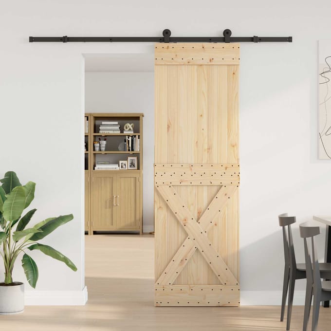 vidaXL - Schuifdeur - NARVIK - Naturel - en - Zwart - 70 - x - 210 - cm - (213,5 - cm)