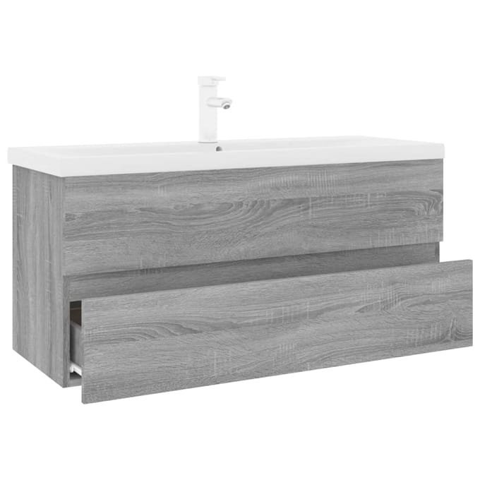 vidaXL - Wastafelkast - met - ingebouwde - wasbak - bewerkt - hout - grijs - sonoma