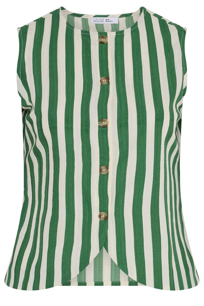 Limited Collection Groen En Wit Gestreept Gilet Size 48