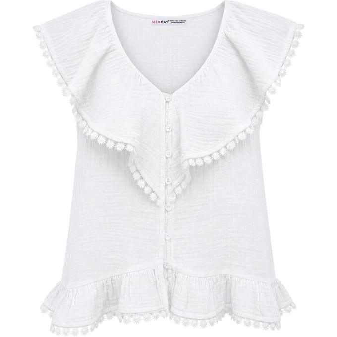 Katoenen V-hals Mouwloze Blouse