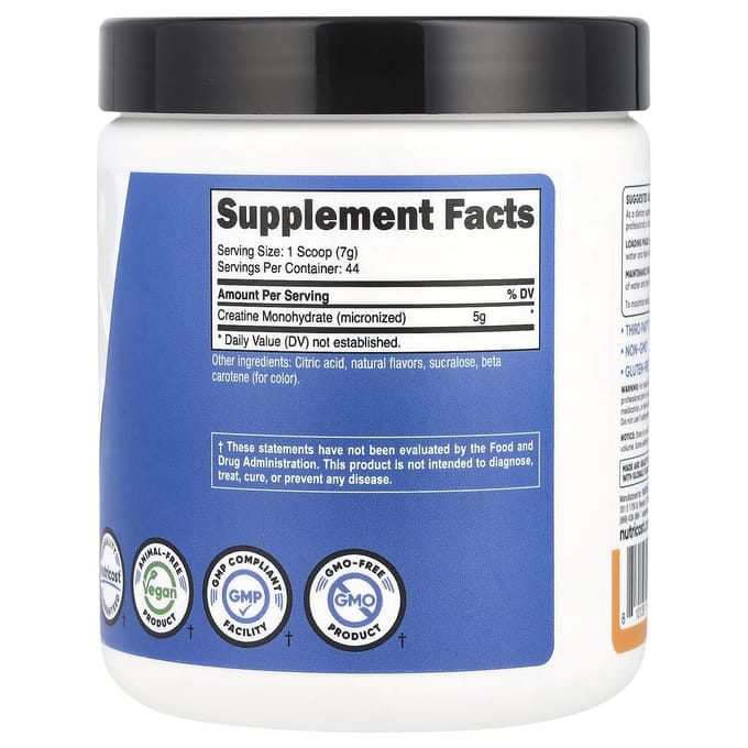 Nutricost, Performance Athlétique, Monohydrate de Créatine, Orange Mandarine, 10.7 oz (300 grammes)