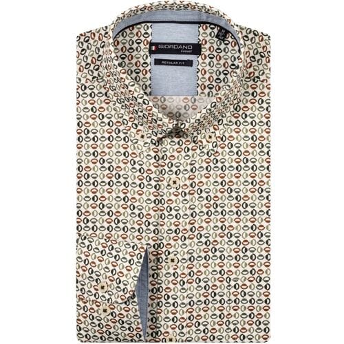 Giordano Overhemd Ivy Soft Oxford Allover Graphic Pattern Groen-Multi / male