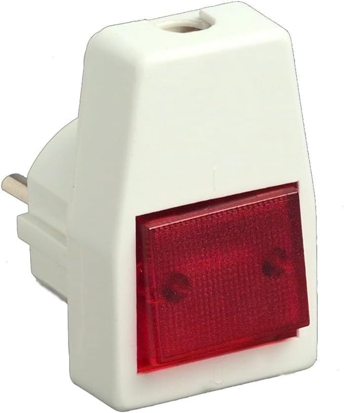 Schuko Hoekstekker met Verlichte Aan/Uit Schakelaar, Geaard, Wit