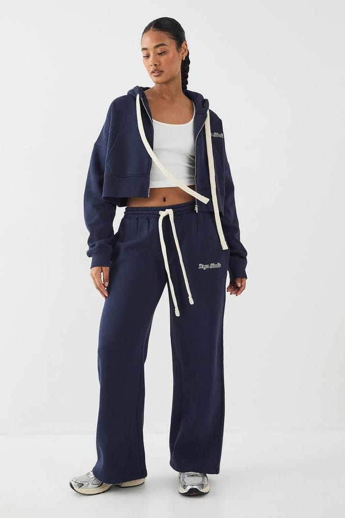 Dames Petite DSGN Studio Contrast Trekkoord Rechte Pijp Jogger | Marineblauw | Maat: Medium