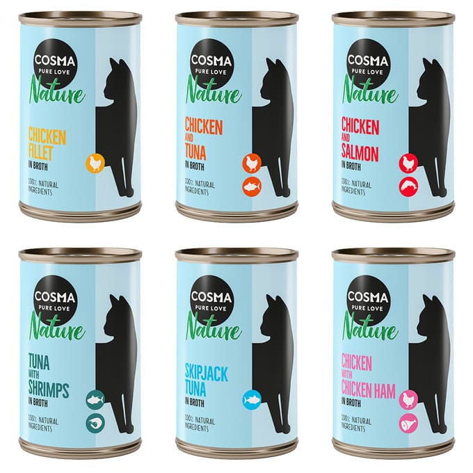24x140g Mix I 6 Soorten Cosma Nature Kattenvoer nat