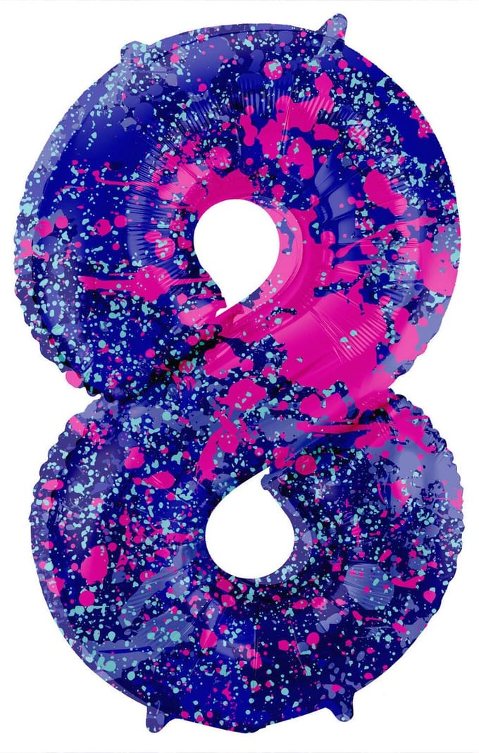 Folat - Folieballon Cijfer 8 Paint Splash - 86 cm