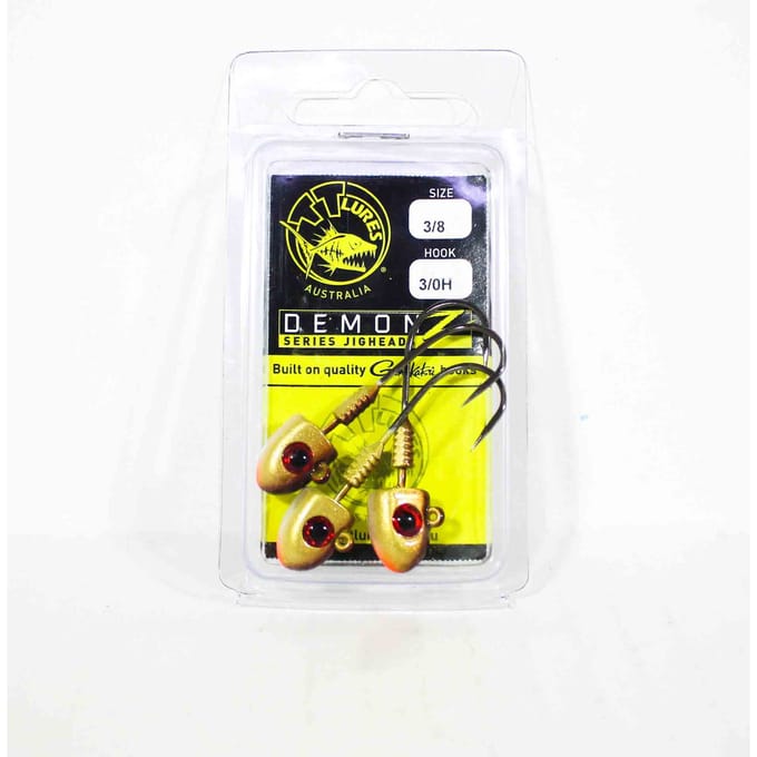 Tackle Tactics TT Demonz Jig Head 3/8oz 3/0H 3/pack Golden Boy (7600) yellow