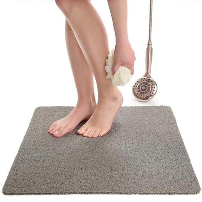 Vierkante antislip douchemat voor veilige badervaring - 24 x 24 cm grijs
