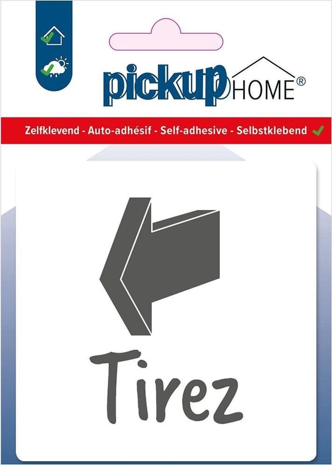 Pickup Tirez wit blanc - 90x90 mm Pictogram Route Acryl